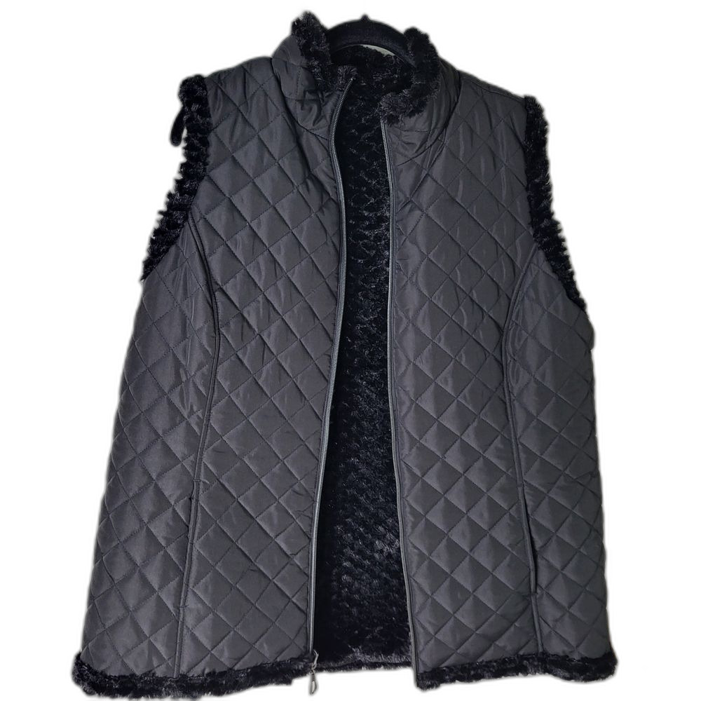 Reversible Women's Quilted Black Vest